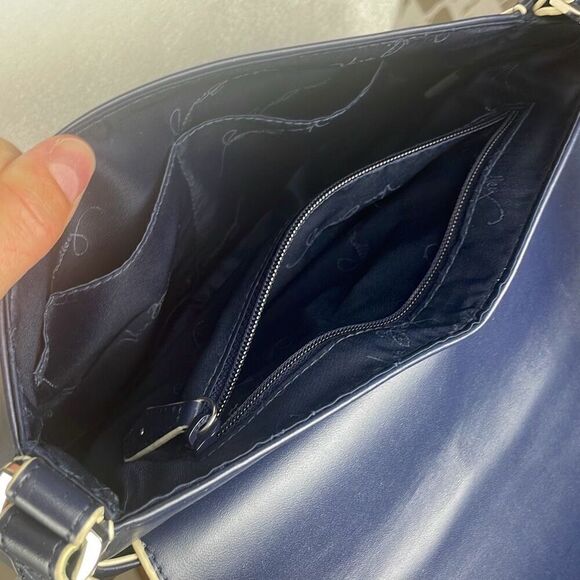 Vera Bradley Laser Cutout Saddle Crossbody Bag Navy Blue - Picture 7 of 10